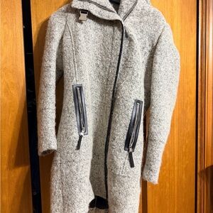 Calvin Klein Gray Wool Teddy Jacket with Black Accents Sma